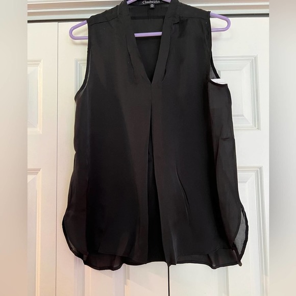 Chadwicks Black Sleeveless Semi-Sheer Blouse Small - Picture 4 of 9